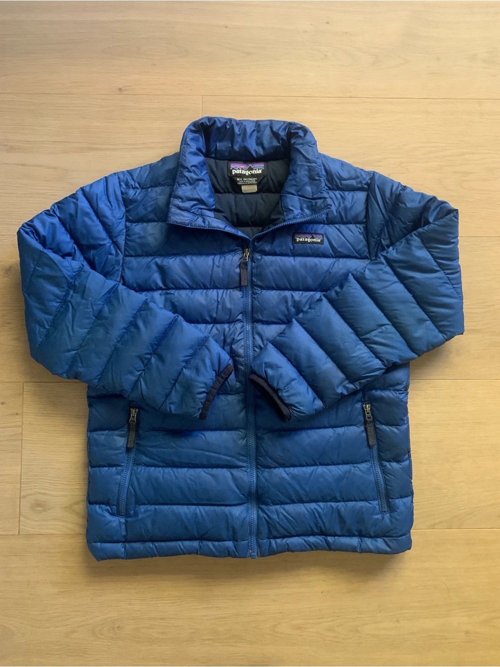 Patagonia Kids Down Sweater Jacket M 10 Blue Quilted Lightweight Puffer Coat